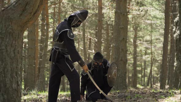 Mongolian soldier, Historical reenactment. alt