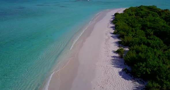 Luxury fly over island view of a summer white paradise sand beach and aqua blue water background in 