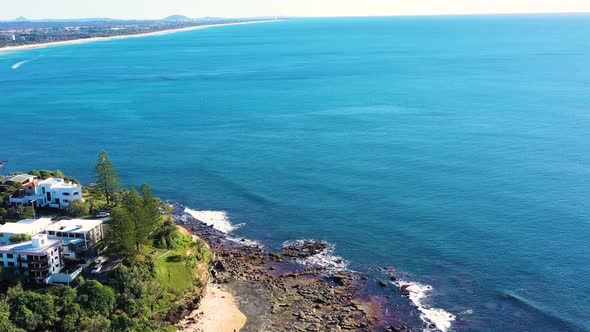 Aerial view of Shelly Beach Caloundra, Sunshine Coast, Queensland, Australia