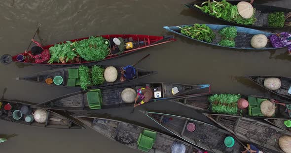 Aerial Floating Market In Indonesia