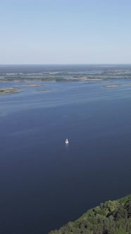 Vertical Video Aerial View of the Dnipro River  the Main River of Ukraine