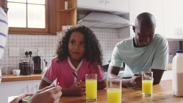 Family spending time at home together