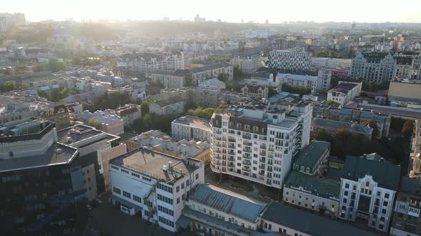 Kyiv Cityscape, Ukraine. Aerial View, Kiev. Slow Motion