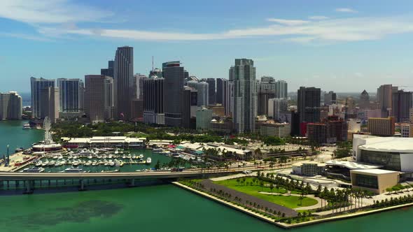 Editorial Aerial Clip Of Downtown Miami Fl Bayside Marketplace