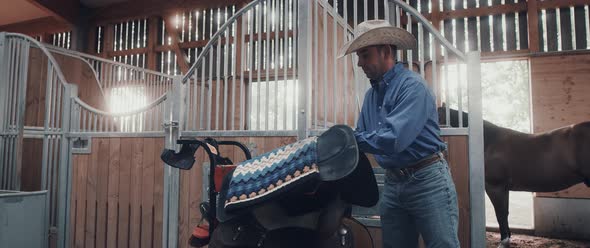 Cowboy on a Horse Ranch