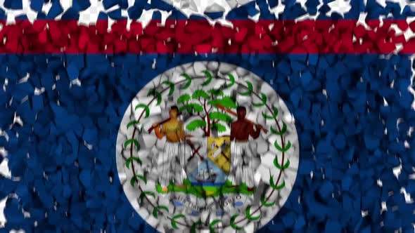 Belize Flag Breaking Rocks Transition