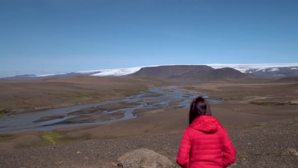 Girl in Red Clothes Travels To Iceland