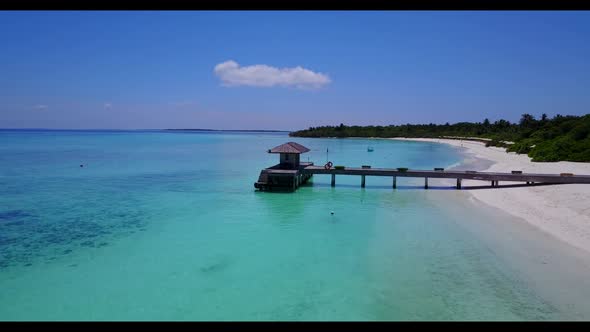 Aerial view nature of perfect coast beach wildlife by clear sea and clean sand background of a picni