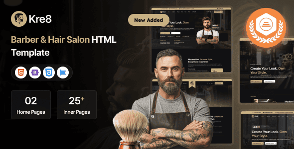 Kre8 | Barber & Hair Salon HTML Template