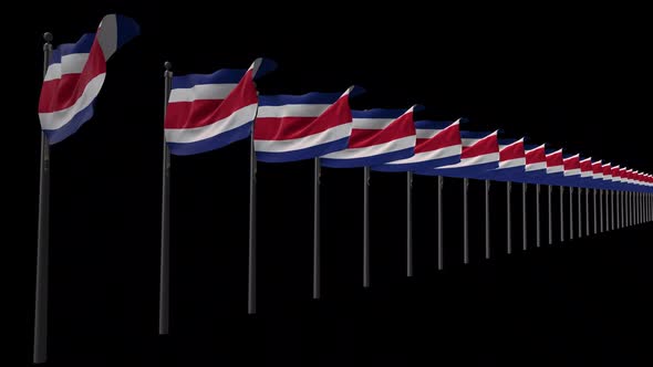 Row Of Costa Rica Flags With Alpha 2K