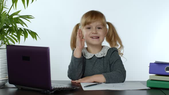 Back To School, Online Learning for Kids, Distance Lesson, Education at Home. Child Doing Homework