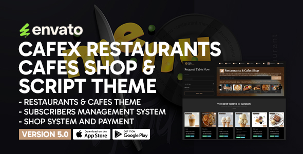 Cafex - Restaurants & Cafes Shop Script Theme