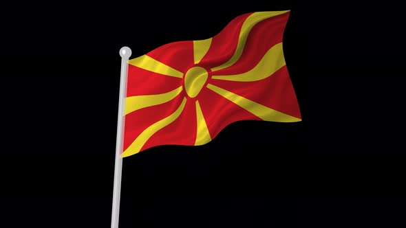 Flag Of North Macedonia Flying Animated Black Background