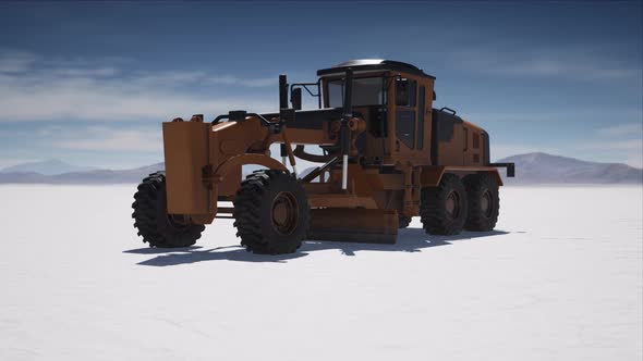 Road Grading Machine on the Salt Desert Road