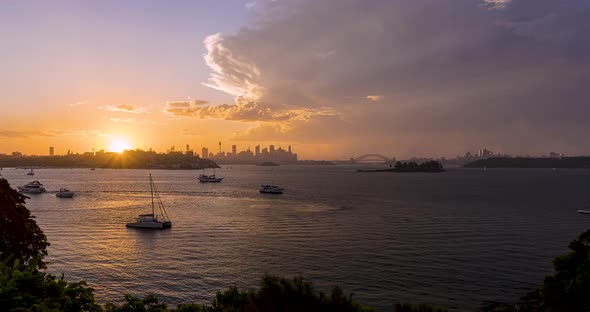 Timelapse of a stormy sunset over Sydney, Australia