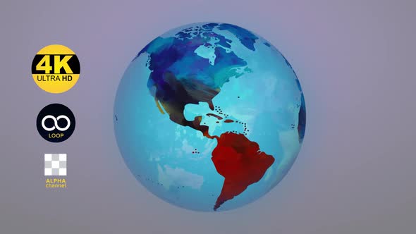 The Earth Globe With the Texture of Paint Rotates on its Axis, There is Water With Bubbles Inside / Videohive