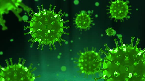 Corona Virus Green Color 3D Background