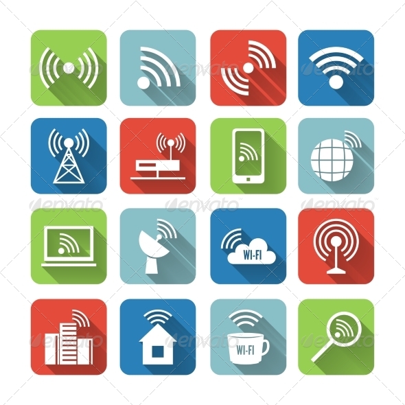 Wireless Communication Network Icons Set