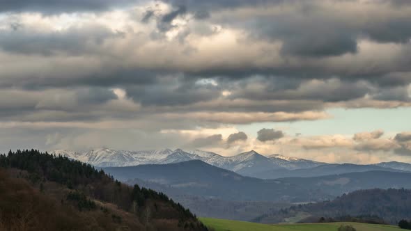 Evening Clouds over Muntains Landscape