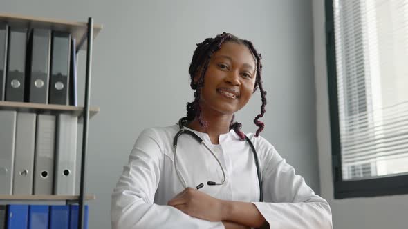 Portrait of Confident Skilled Practitioner African American Female Physician