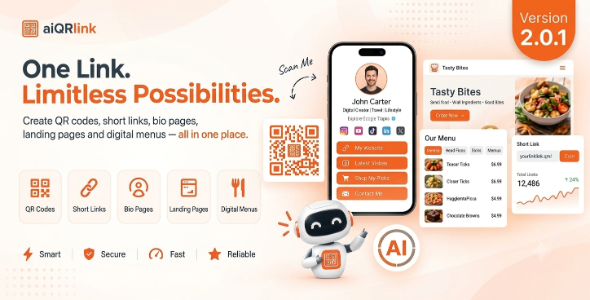 aiQRlink - QR Code, Digital Menu, Landing Page and Bio page Builder SaaS