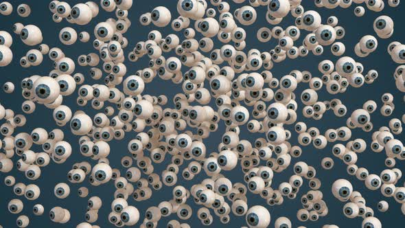 Explosive Appearance Of Group Of Eyeballs On Blue Background