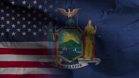 New York State Usa Mixed Flag 4K