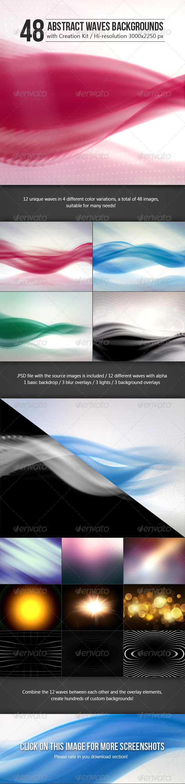 48 Abstract Waves Backgrounds with Creation Kit