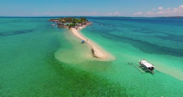 Flight Over the Island. Pandanon Island. Cebu. 03.2016. Aerial 