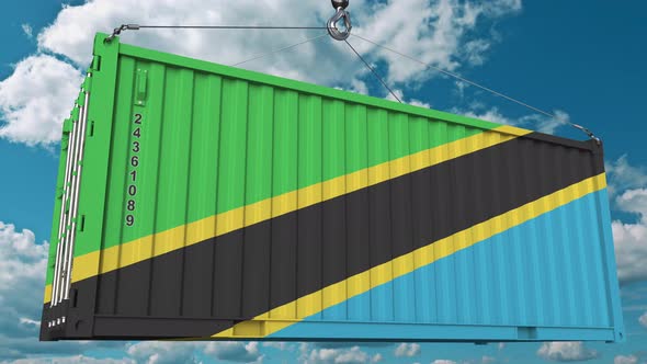 Loading Container with Flag of Tanzania