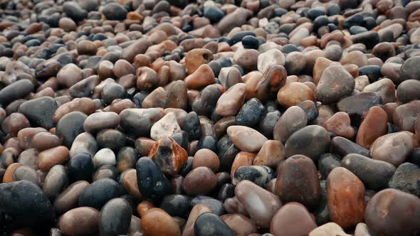 Passing Colorful Wet Beach Pebbles