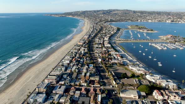 Aerial View of Mission Bay &amp; Beaches in San Diego California