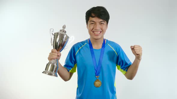 Man Happiness With Trophy