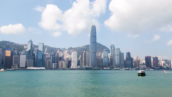 Central Hong Kong Skyline Urban Panorama Time Lapse China. Zoom Out