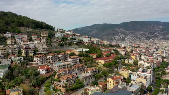 Alanya Castle Alanya Kalesi Aerial View of Mountain and City Turkey