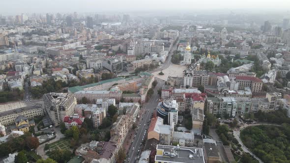 Cityscape of Kyiv, Ukraine. Aerial View, Slow Motion