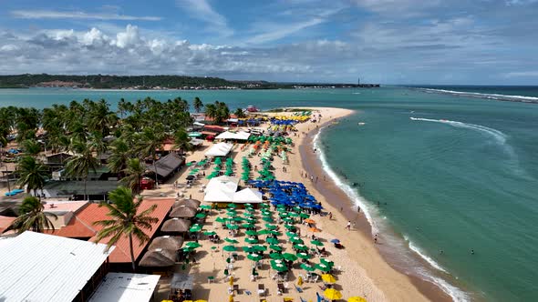 Gunga Beach tropical tourism landmark at Maceio Alagoas Brazil.