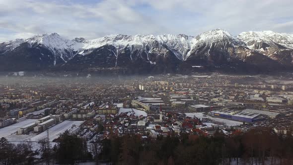 Aerial view of the cityscape of Innsbruck