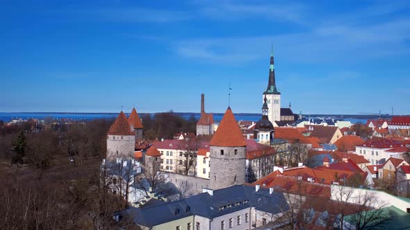 Aerial View of Tallinn Medieval Old Town, Estonia