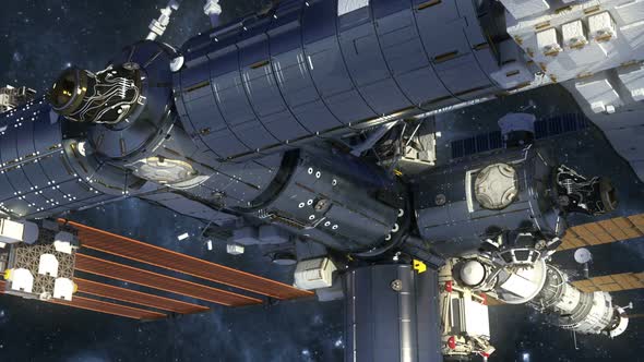 Flight Of International Space Station In Outer Space alt