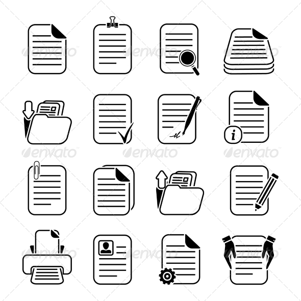 Documents Files and Folders Icons Set