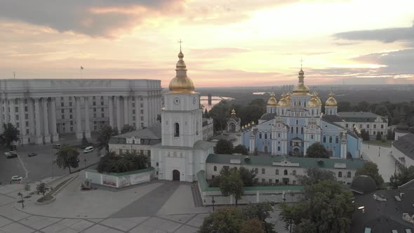 St. Michael's Golden-Domed Monastery in Kyiv, Ukraine. Aerial View