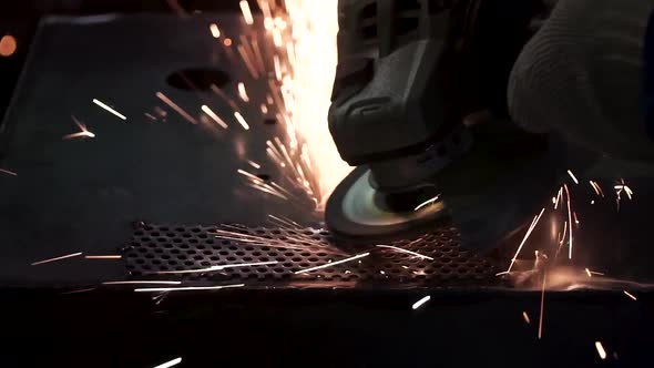 Metal Polishing With A Hand Sander With A Polishing Disk