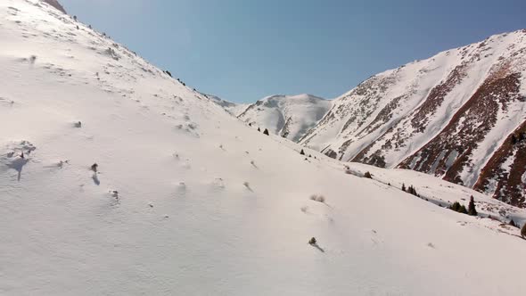 Aerial Landscape of Beautiful Winter Mountains