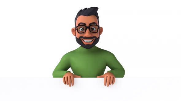 Fun 3D cartoon indian man with alpha