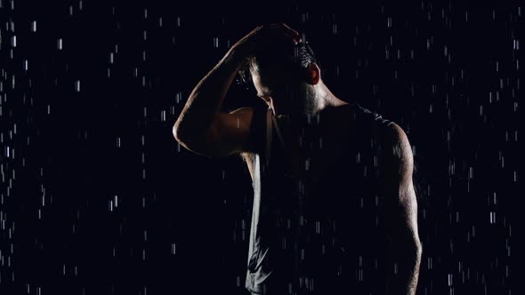 Athletic Man In The Rain