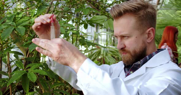 Concentrated Charismatic Man Scientist Working in