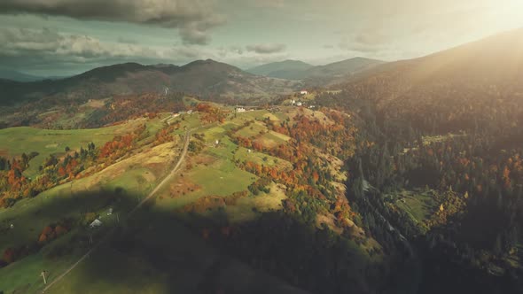 Multicolored Mountainous Landscape Aerial View