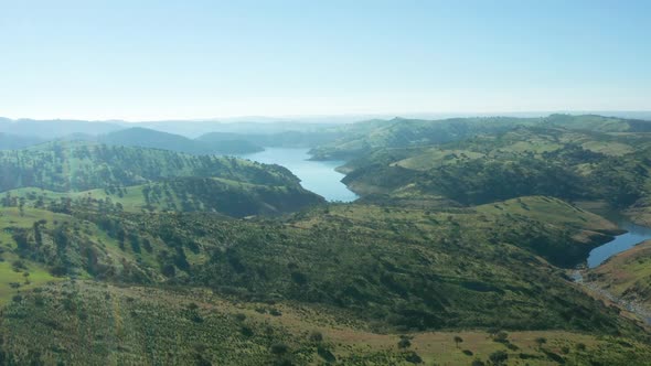 Aerial View Green Rural Landscape Alentejo