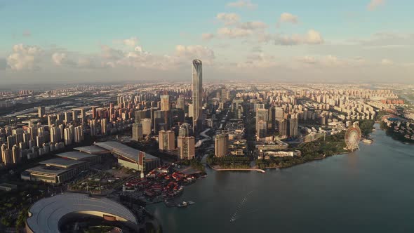 CBD buildings by Jinji Lake in Suzhou